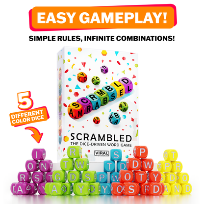 Scrambled Dice Word Game for 1-5 Players Brain Exercise Party Game Ages 8+ Perfect for Parties and Family Game Nights