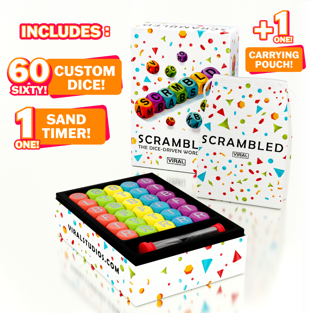 Scrambled Dice Word Game for 1-5 Players Brain Exercise Party Game Ages 8+ Perfect for Parties and Family Game Nights