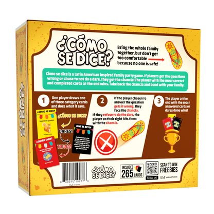 ¿Cómo Se Dice? Party Game – Hilarious Latino Card Game with “Chancla” Included – Fast-Paced Family & Adult Game Night Fun – 3+ Players, Ages 12+