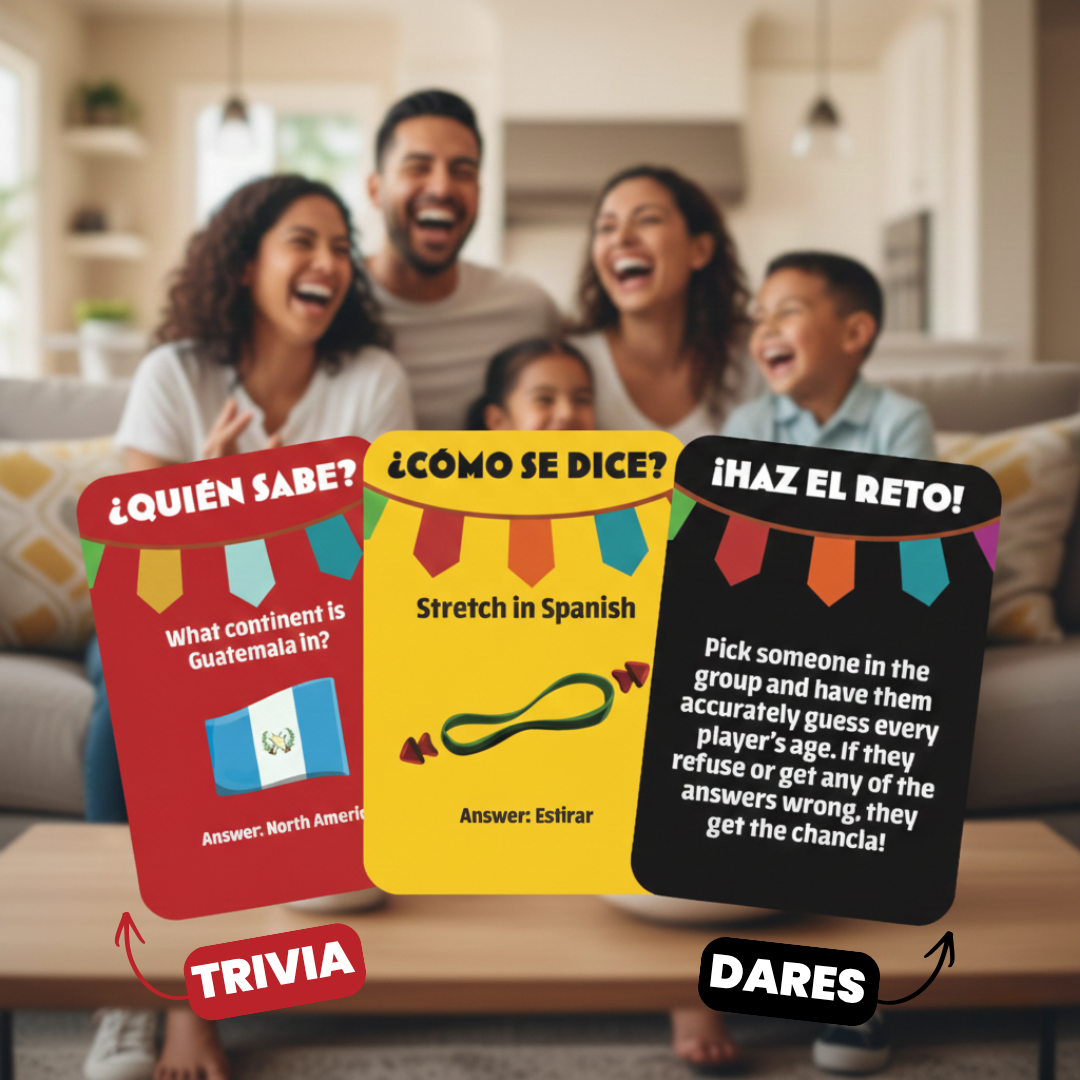 ¿Cómo Se Dice? Party Game – Hilarious Latino Card Game with “Chancla” Included – Fast-Paced Family & Adult Game Night Fun – 3+ Players, Ages 12+
