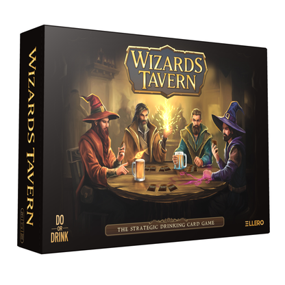Wizards Tavern Strategy Drinking Card Game for Adults 21+ – Chaotic Fantasy Party Game with Spells, Dice & Coasters | 2–8 Players, 170 Cards